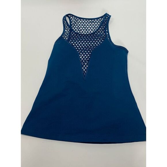 Proflex Women's Mesh Halter Neck Stretch Workout Active Tank Top Blue Size 2 - Picture 1 of 6